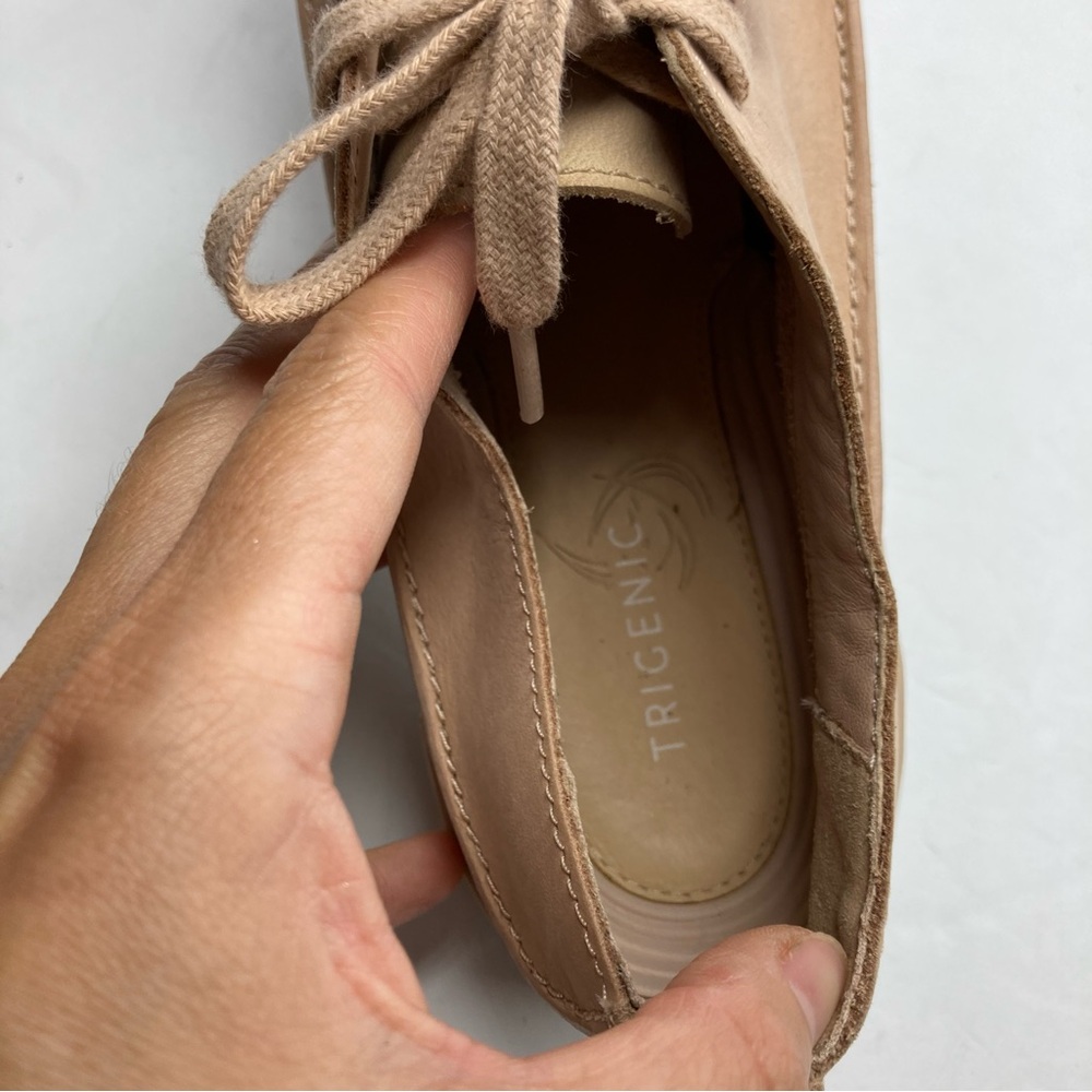 Clarks Women's Trigenic Leather Sneakers Shoes 8.5 M Flex Nude Nubuck Casual - Picture 13 of 15